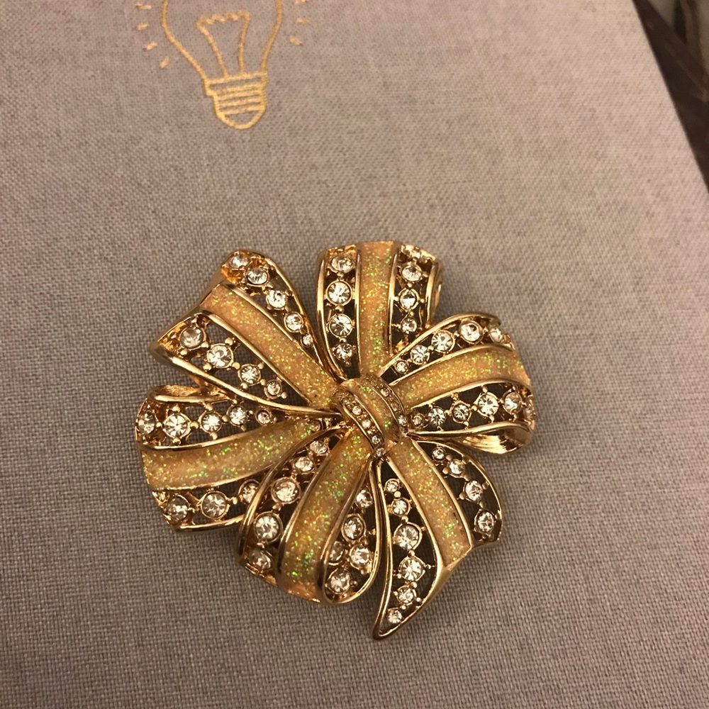 Gold Crystal Brooch